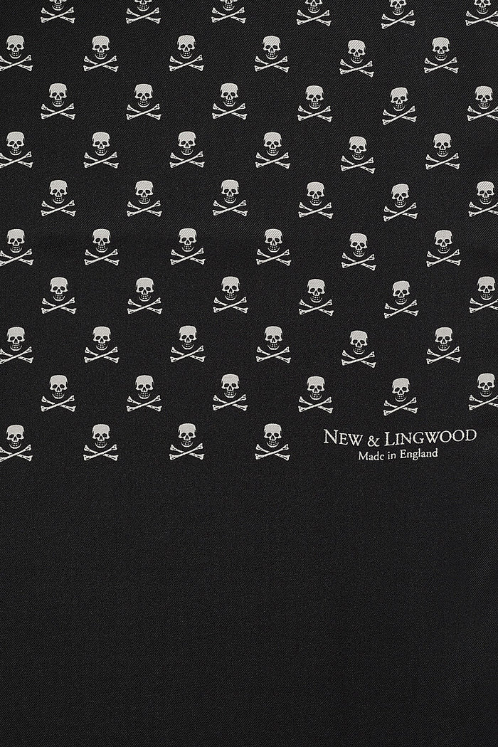 Black Skull & Crossbones Silk Scarf
