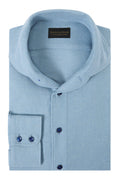 Blue Cotton & Cashmere One Piece Collar Popover Shirt