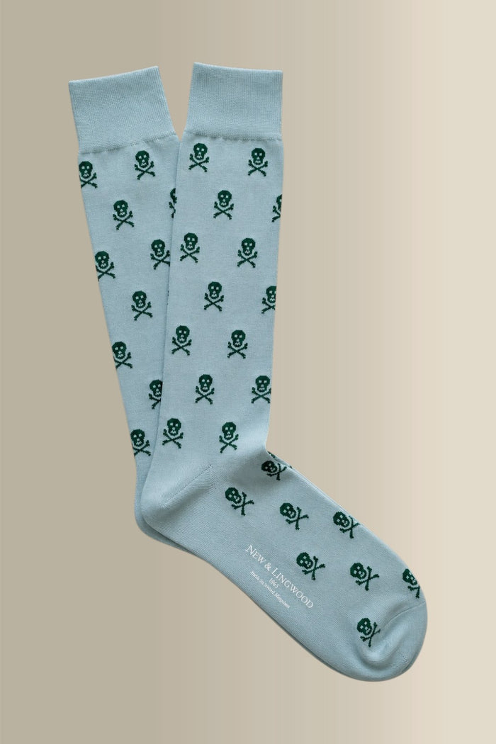 Blue & Green Heritage Skull & Crossbones Long Cotton Socks