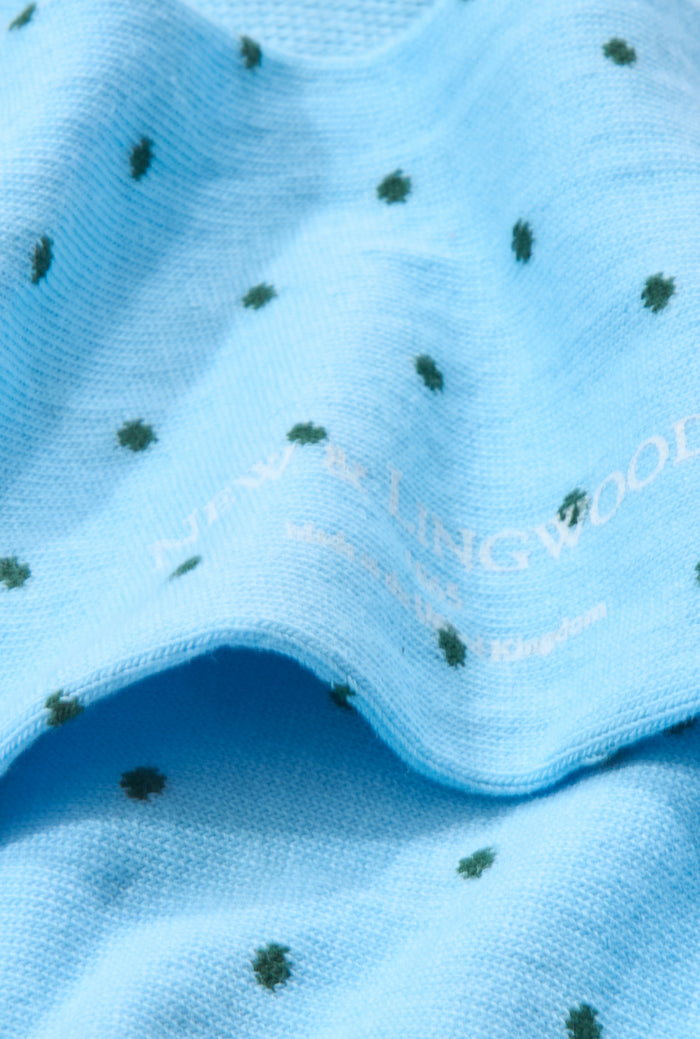 Blue & Green Polka Dot Mid Calf Cotton Socks