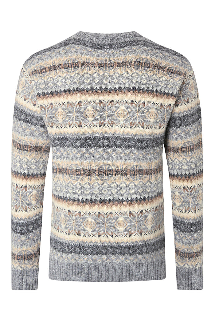 Blue & Grey Fair Isle Crew Neck Jumper