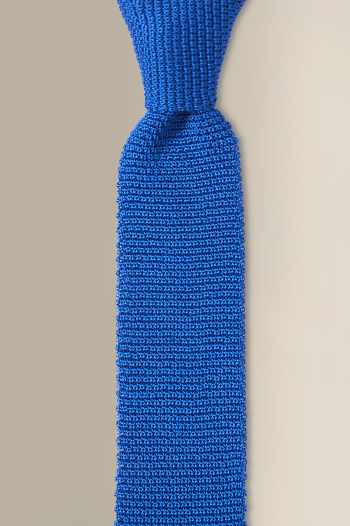 Blue Knitted Silk Tie