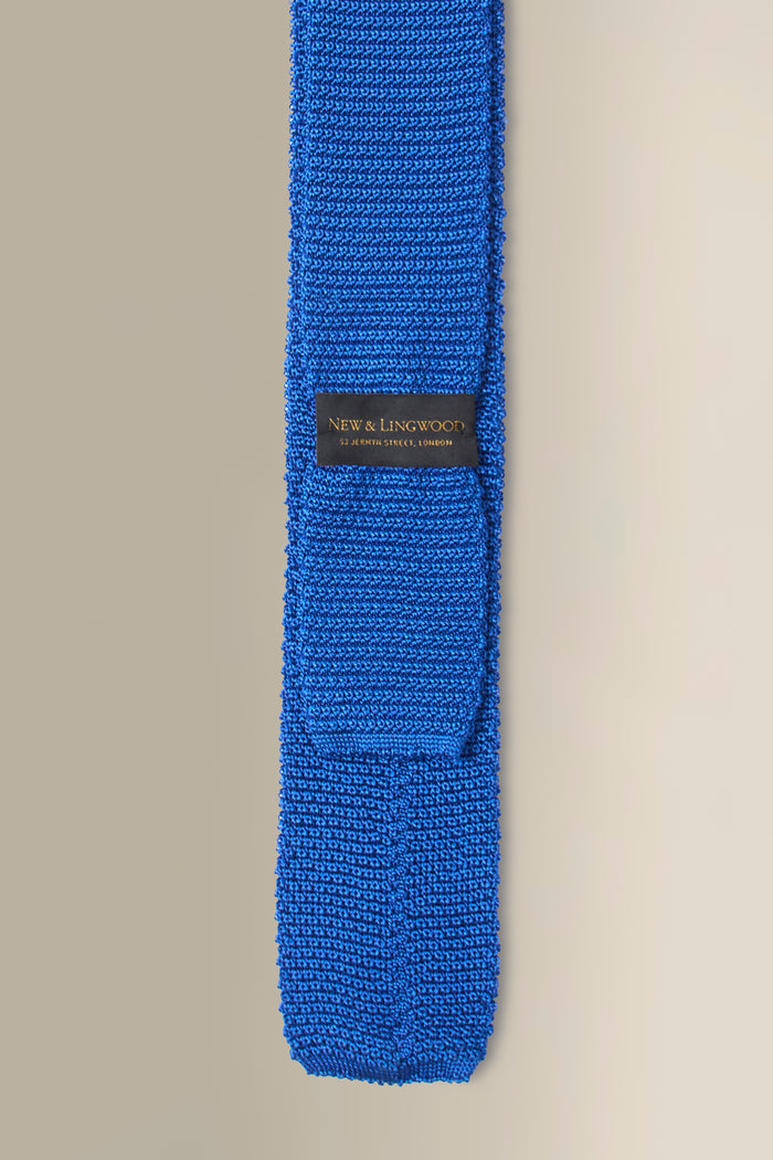 Blue Knitted Silk Tie