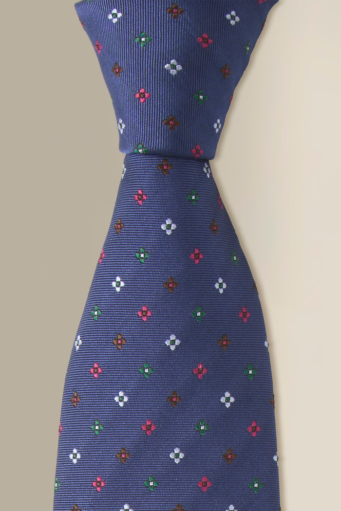 Blue Micro Floral Woven Silk Tie