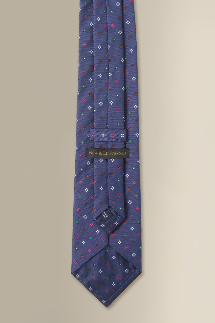 Blue Micro Floral Woven Silk Tie