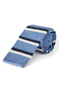 Blue & Navy Stripe Knitted Silk Tie