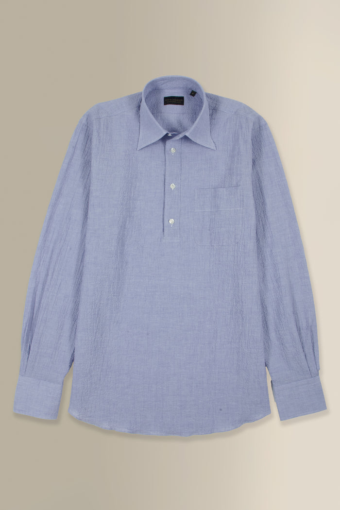 Blue Seersucker Popover Shirt
