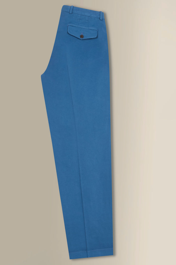 Blue Single Pleat Chinos