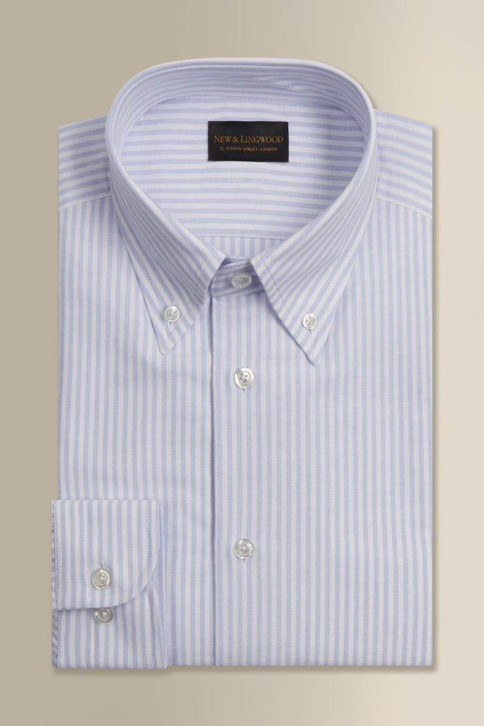 Blue Stripe Button Down Collar Tailored Fit Oxford Shirt