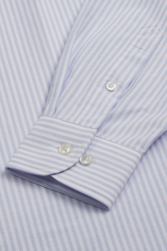 Blue Stripe Button Down Collar Tailored Fit Oxford Shirt