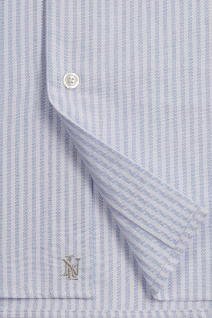 Blue Stripe Button Down Collar Tailored Fit Oxford Shirt