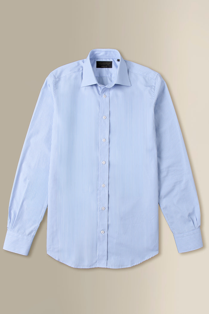 Blue & White Pinstripe St James' Collar Tailored Fit Poplin Shirt