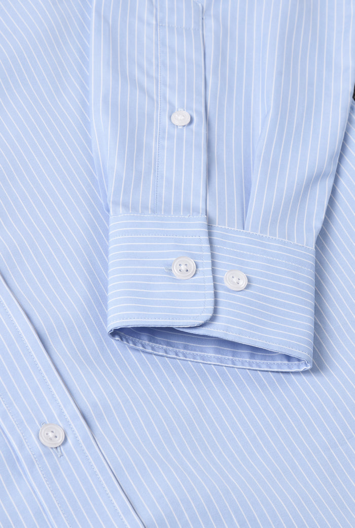 Blue & White Pinstripe St James' Collar Tailored Fit Poplin Shirt