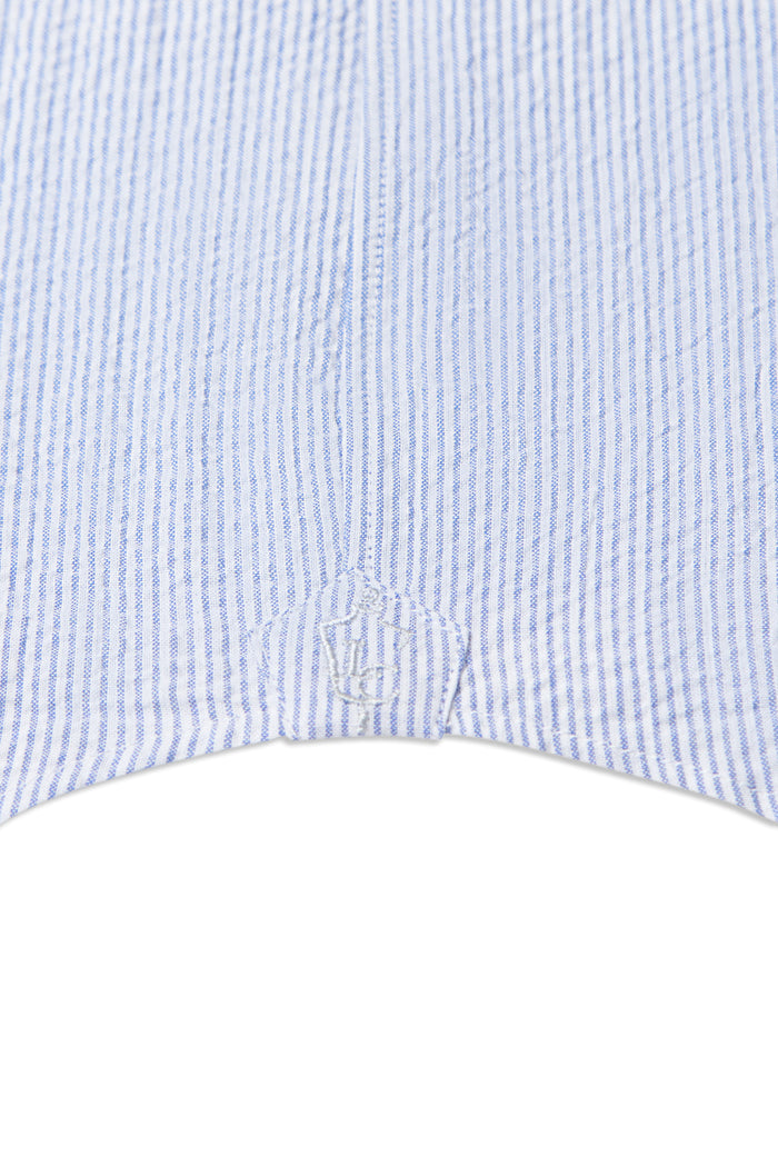 Blue & White Seersucker Neckband Shirt