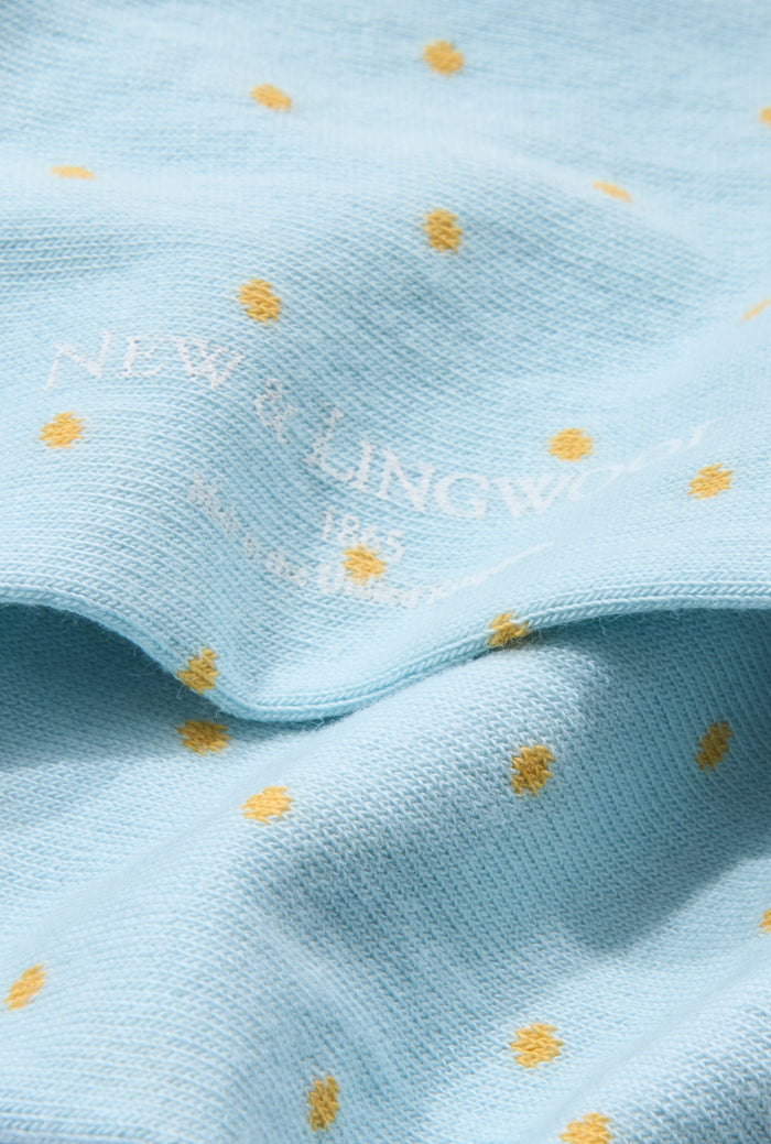 Blue & Yellow Polka Dot Mid Calf Cotton Socks