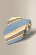 Blue & Yellow Stripe Cotton & Silk Tie
