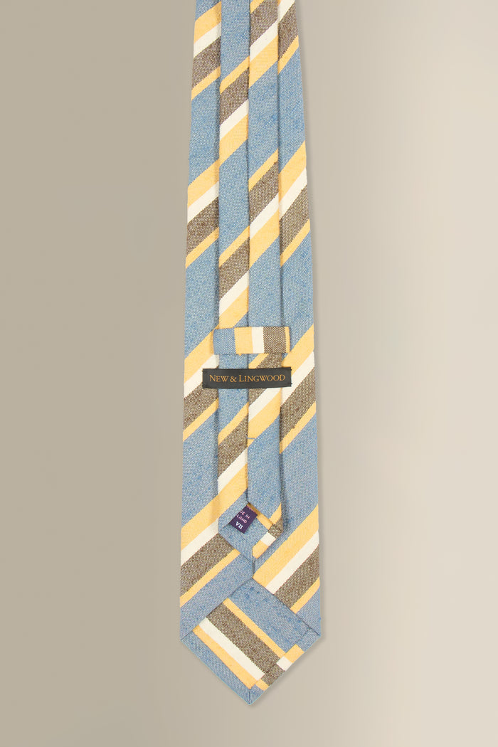Blue & Yellow Stripe Cotton & Silk Tie