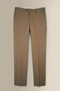 Brown Flat Front Seersucker Trousers