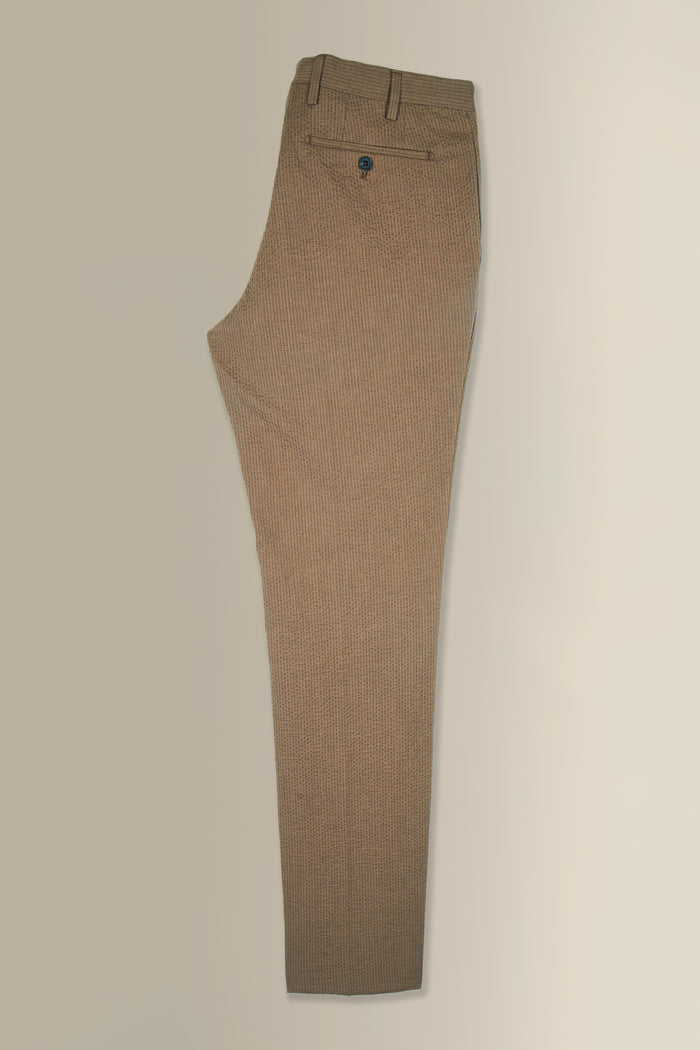 Brown Flat Front Seersucker Trousers