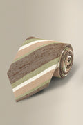 Brown & Green Stripe Cotton & Silk Tie