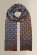 Brown Medallion Printed Silk Scarf