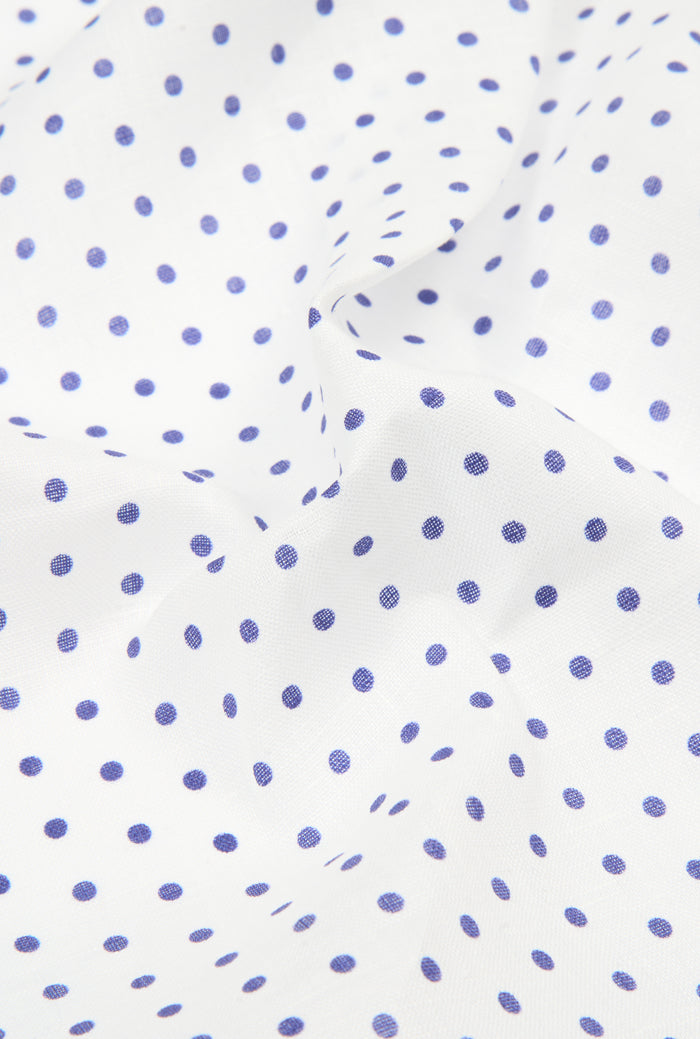 Brown & Navy Polka Dot Linen Pocket Square