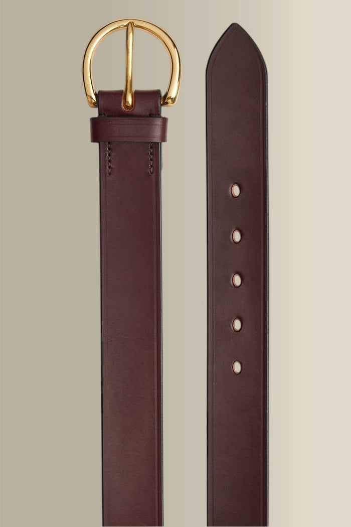 Brown Oval Buckle Leather Belt
