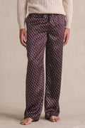 Burgundy & Cream Skull & Crossbones Silk Lounge Trousers
