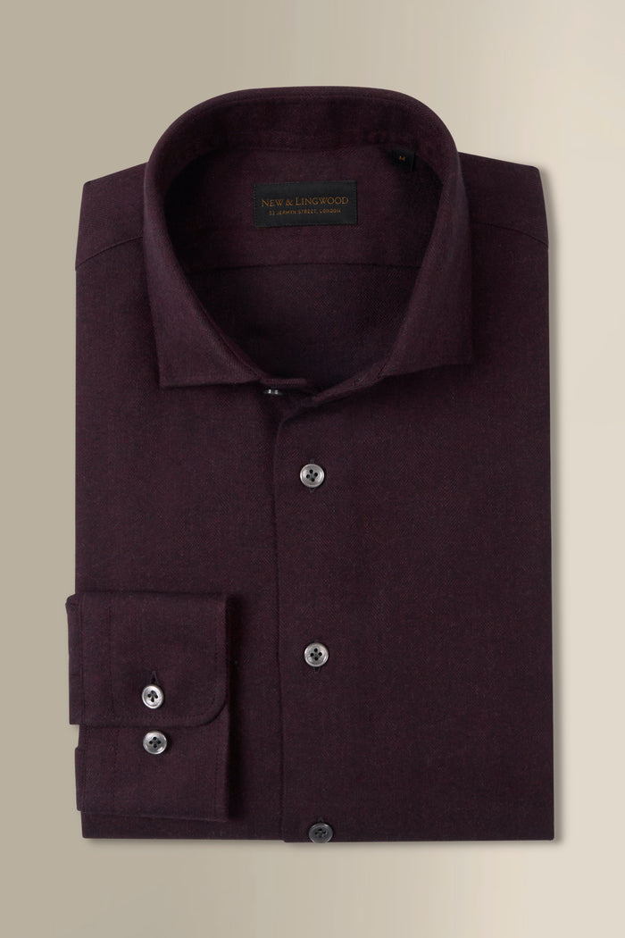 Burgundy Cutaway Collar Standard Fit Flannel Shirt
