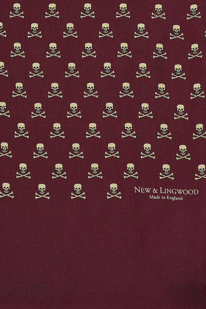 Burgundy Skull & Crossbones Silk Scarf