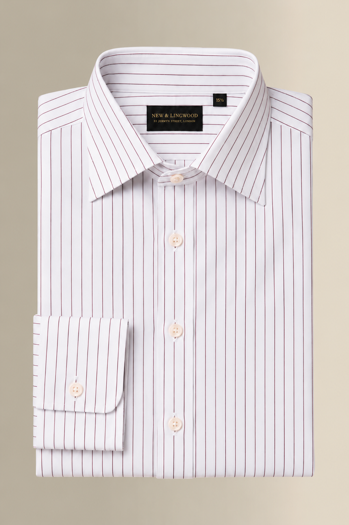 Burgundy & Sky Pinstripe St James' Collar Tailored Fit Poplin Shirt