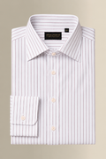 Burgundy & Sky Pinstripe St James' Collar Tailored Fit Poplin Shirt
