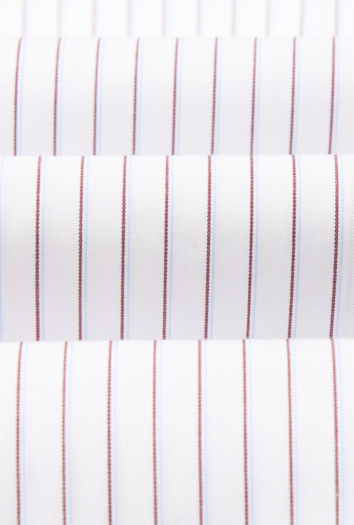 Burgundy & Sky Pinstripe St James' Collar Tailored Fit Poplin Shirt