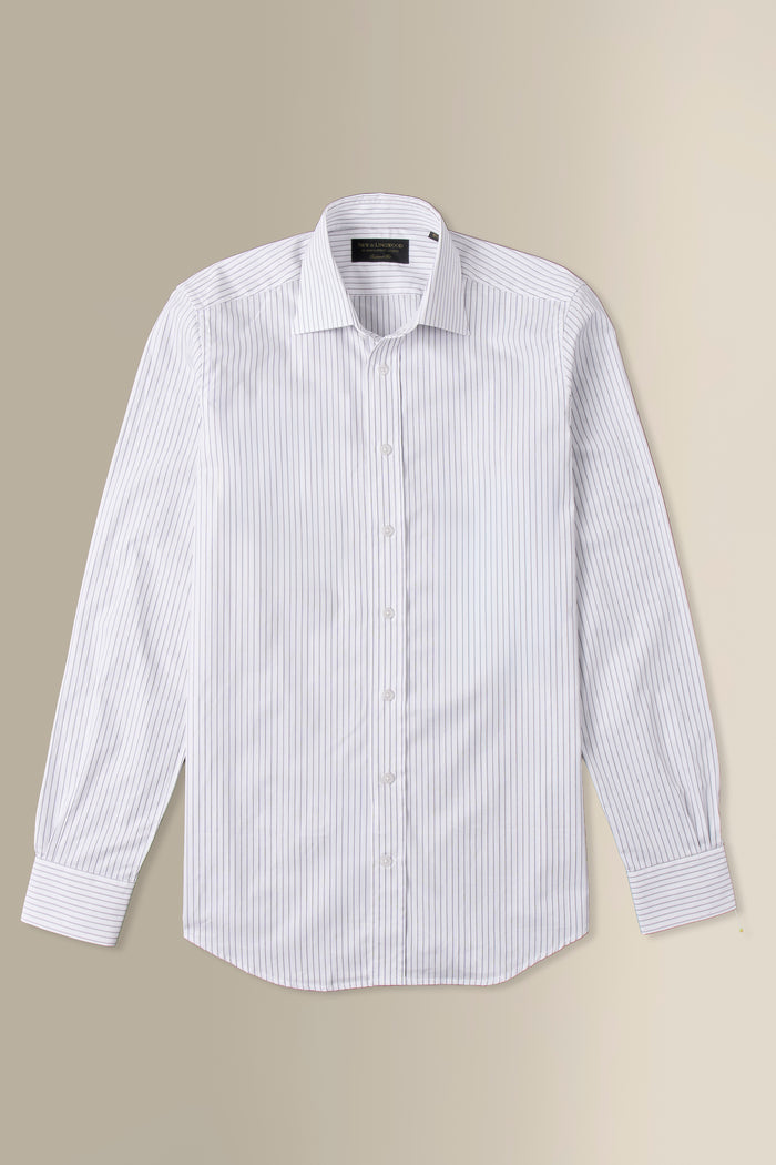 Burgundy & Sky Pinstripe St James' Collar Tailored Fit Poplin Shirt