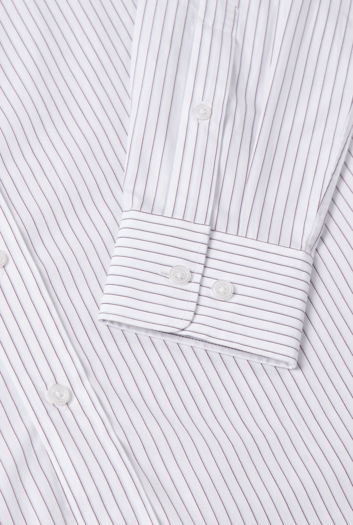 Burgundy & Sky Pinstripe St James' Collar Tailored Fit Poplin Shirt