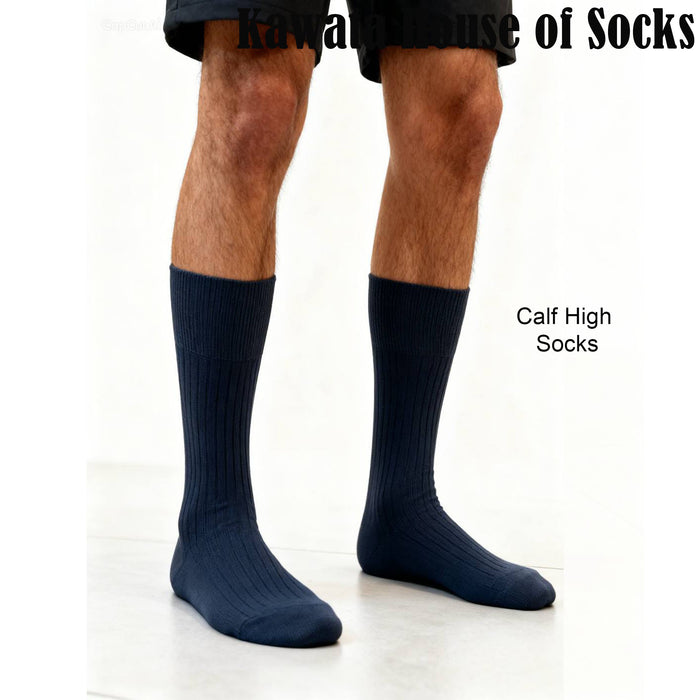 Calf High Length Long Ribbed Cotton Socks EU39-EU44
