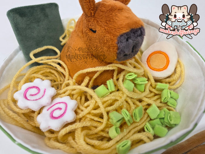 Capybara ramen bowl (minky, closed eyes)
