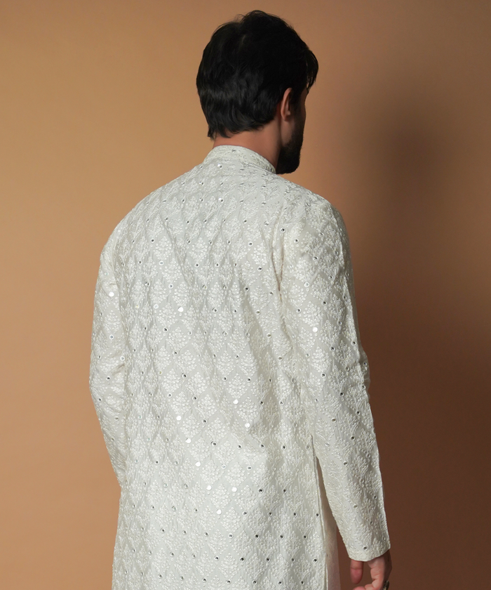 Chaandi - Ivory resham & sequin embroidered