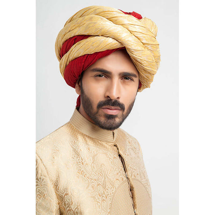 Champagne Gold Brocade Short Sherwani, Elegant Embroidered Wedding Attire