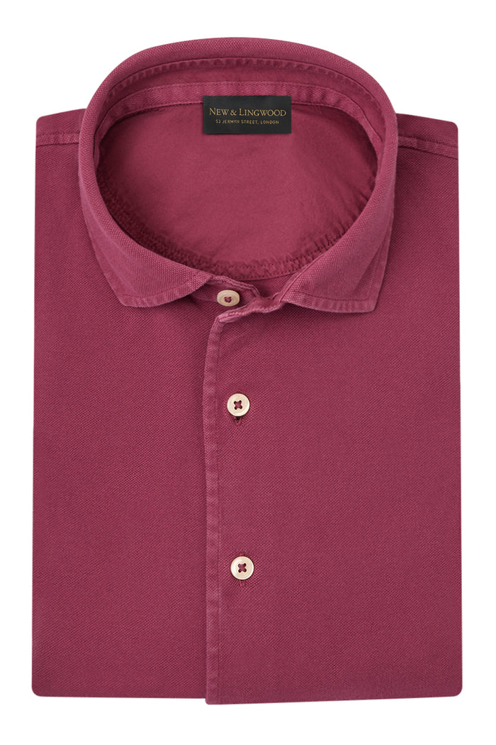 Cherry Long Sleeve Piqué Cotton Shirt