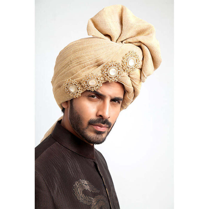 Chocolate Brown Brocade Form-Fitted Sherwani with intricate detailing