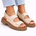 Chunky Platform Sandals Black Synthetic with Adjustable Straps for Women
