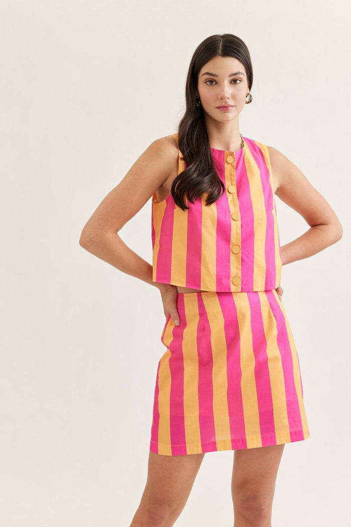Citrus Striped Skirt Set