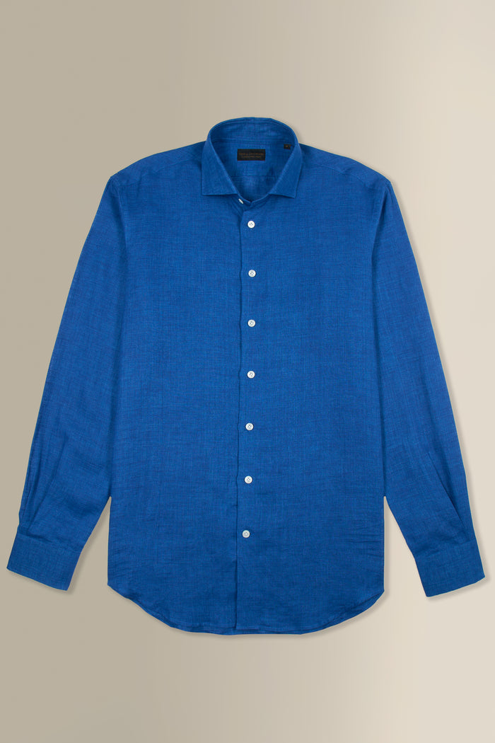 Cobalt Cutaway Collar Standard Fit Single Cuff Linen Shirt