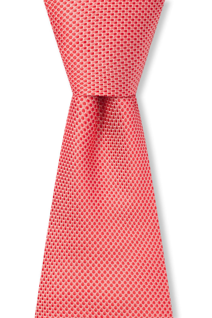Coral Micro Pattern Woven Silk Tie
