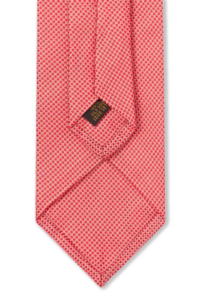 Coral Micro Pattern Woven Silk Tie