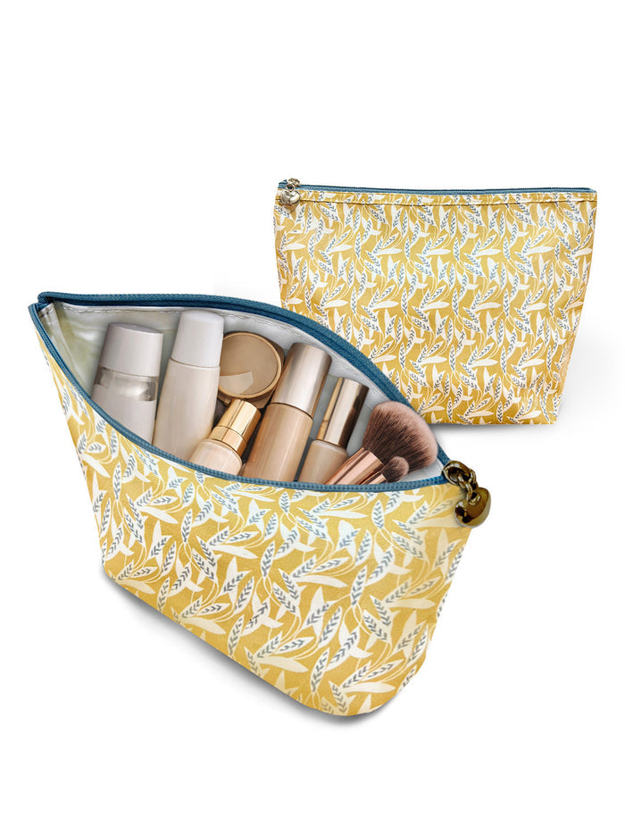 Cosmetic Bag (Medium), Cotton/Waterproof PVC, Leaf Dance