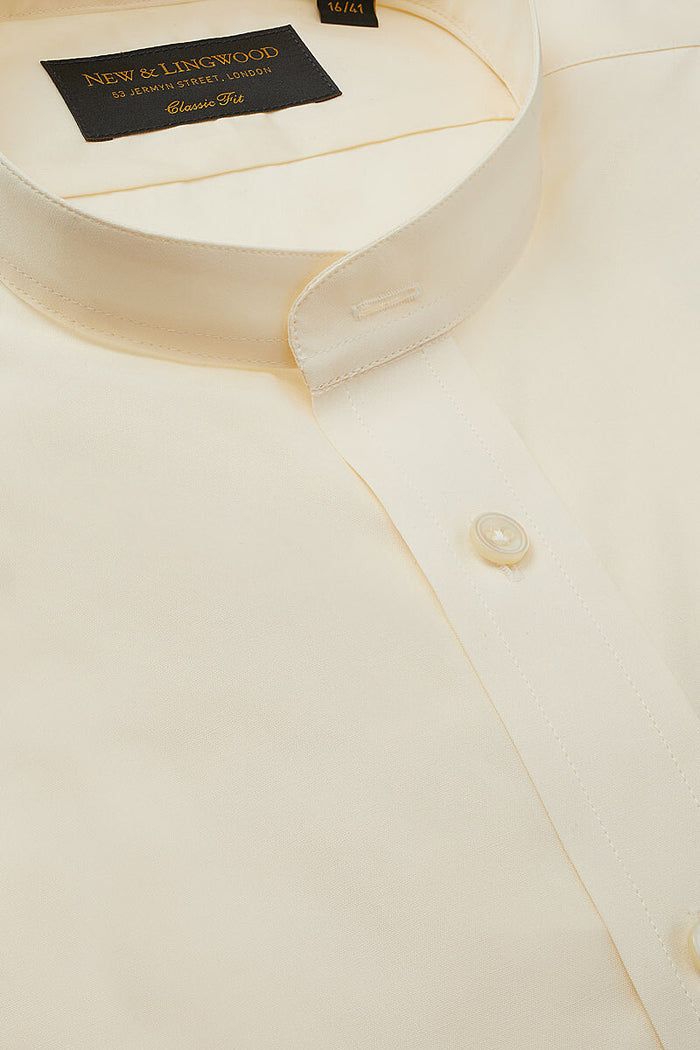 Cream Classic Fit Neckband Poplin Shirt
