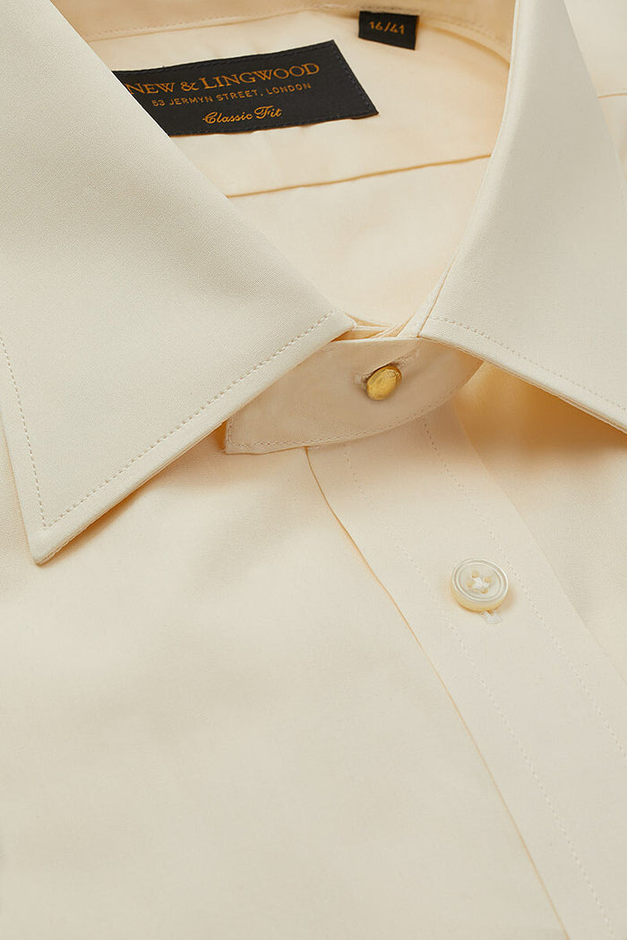 Cream Classic Fit Neckband Poplin Shirt