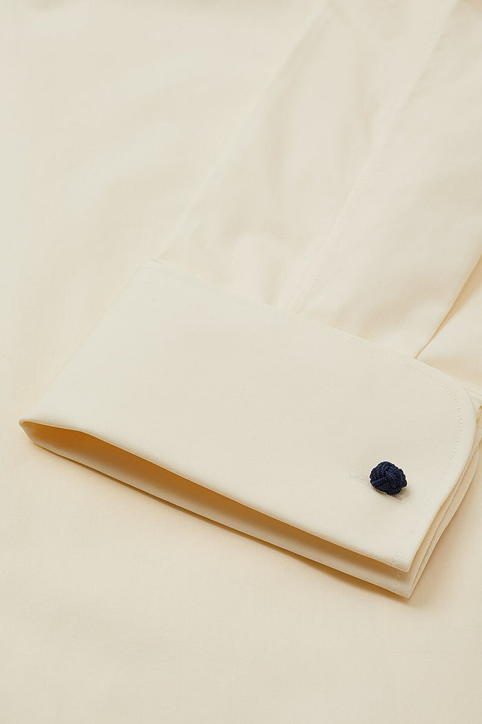 Cream Classic Fit Neckband Poplin Shirt